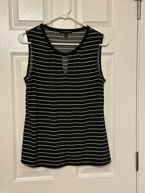 Banana Republic Black and White Striped Keyhole Tank